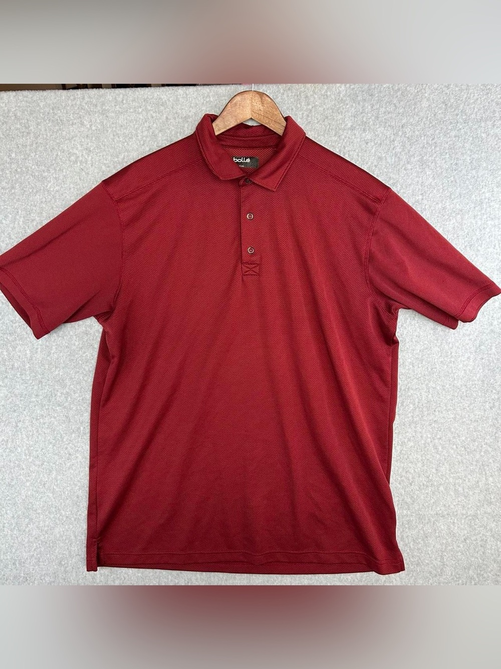 Bollé Golf Polo Shirt Mens XL Burgundy Maroon Short Sleeve Snap
